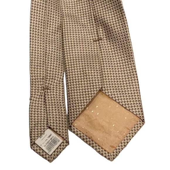🆕MONTI Beige Geometric Silk Tie GERMANY 56"/ 3.2" NWT - Picture 2 of 3